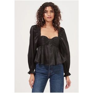 ASTR The Label Black Irene Babydoll Top in M